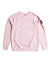 The Danforth Embroidered Marinaio Sweatshirt - Rose features a classic British casual style with long sleeves, white chest embroidery, a dark left sleeve patch, and is crafted from soft 350 gsm fabric. Shown laid flat on a white background.