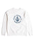 The MK2 Danforth Embroidered Marinaio Sweatshirt in white features a navy blue embroidered anchor graphic surrounded by "SAINT TALISMAN MARINAIO" text on the front, styled in a classic British casual design.