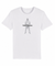 The Urban Gasman T-Shirt - White is a medium fit, organic cotton tee featuring a black line drawing of a person with hands in pockets and bold "Saint Talisman" text across the chest.