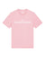 The Quartermaster T-Shirt Rose is a light pink tee made from organic cotton with thin white stripes and an anchor graphic below "Saint Talisman" printed on the chest.