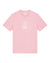 The Union T-Shirt Rose features a white nautical anchor design with text and horizontal stripes on light pink, crafted from soft organic cotton for all-day comfort.
